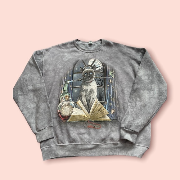 Sweaters - (SOLD)Spooky Cat Crewneck Size XL Grey
